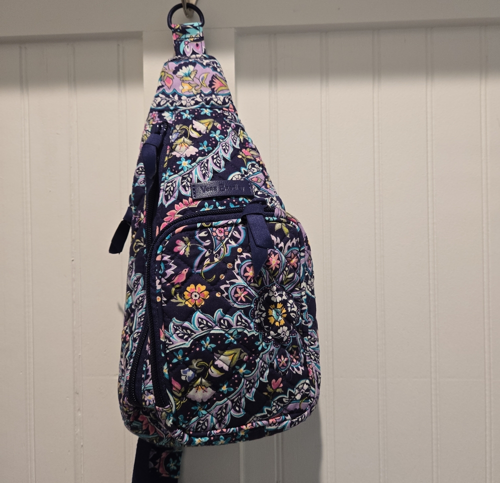 Vera Bradley Navy Floral Quilted Crossbody Sling Bag